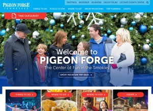 How mypigeonforge.com looks like on a tablet such as an iPad.
