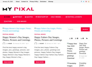 How mypixal.com looks like on a tablet such as an iPad.