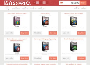 How mypresta.eu looks like on a tablet such as an iPad.