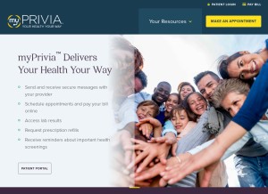 How myprivia.com looks like on a tablet such as an iPad.