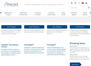 How myriad.com looks like on a tablet such as an iPad.