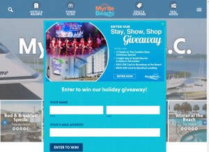How myrtlebeach.com looks like on a tablet such as an iPad.
