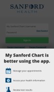 How mysanfordchart.org looks like on a mobile device such as an iPhone.