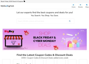 How mysavinghub.com looks like on a tablet such as an iPad.