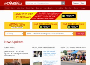 How myschool.ng looks like on a tablet such as an iPad.