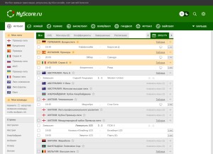 How myscore.ru looks like on a tablet such as an iPad.