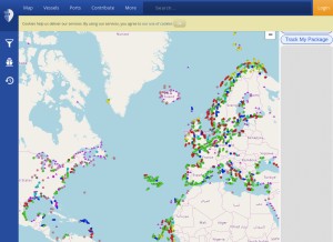 How myshiptracking.com looks like on a tablet such as an iPad.