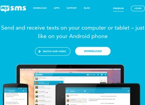 How mysms.com looks like on a tablet such as an iPad.