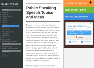 How myspeechclass.com looks like on a tablet such as an iPad.