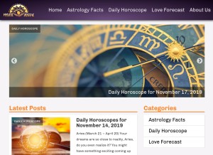 How mysticzodiac.com looks like on a tablet such as an iPad.