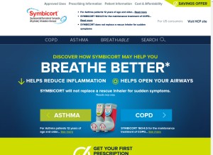 How mysymbicort.com looks like on a tablet such as an iPad.