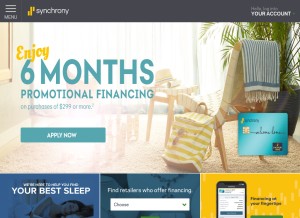 How mysynchrony.com looks like on a tablet such as an iPad.