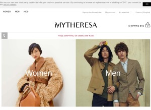 How mytheresa.com looks like on a tablet such as an iPad.