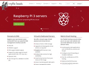 How mythic-beasts.com looks like on a tablet such as an iPad.