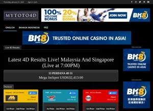 How mytoto4d.com looks like on a tablet such as an iPad.