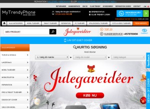 How mytrendyphone.dk looks like on a tablet such as an iPad.