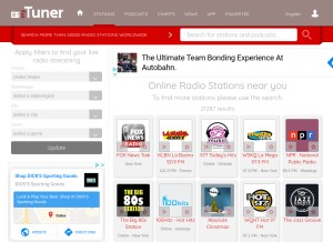 How mytuner-radio.com looks like on a tablet such as an iPad.