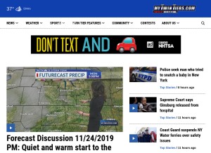 How mytwintiers.com looks like on a tablet such as an iPad.