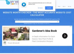 How mywebsiteworthchecker.com looks like on a tablet such as an iPad.