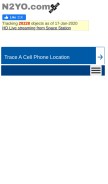 How n2yo.com looks like on a mobile device such as an iPhone.
