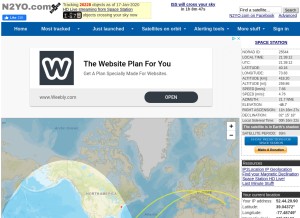 How n2yo.com looks like on a tablet such as an iPad.
