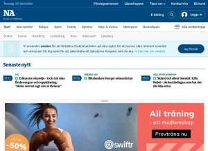 How na.se looks like on a tablet such as an iPad.