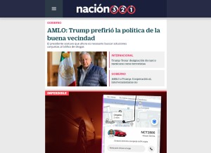 How nacion321.com looks like on a tablet such as an iPad.