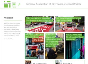 How nacto.org looks like on a tablet such as an iPad.