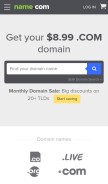 How name.com looks like on a mobile device such as an iPhone.