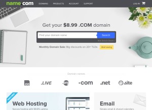 How name.com looks like on a tablet such as an iPad.