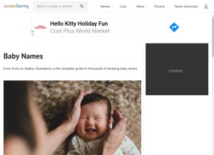 How nameberry.com looks like on a tablet such as an iPad.