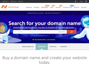 How namecheap.com looks like on a tablet such as an iPad.