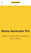 How namegeneratorpro.com looks like on a mobile device such as an iPhone.