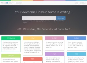 How namemesh.com looks like on a tablet such as an iPad.