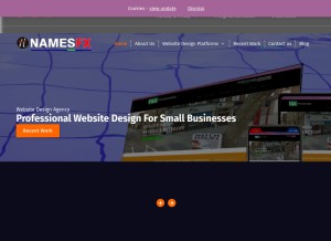 How namesfx.co.uk looks like on a tablet such as an iPad.
