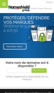 How nameshield.com looks like on a mobile device such as an iPhone.