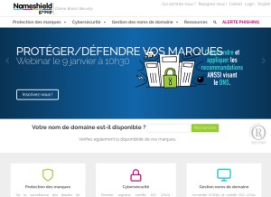 How nameshield.com looks like on a tablet such as an iPad.