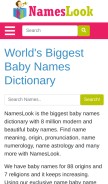 How nameslook.com looks like on a mobile device such as an iPhone.