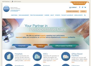 How napaanesthesia.com looks like on a tablet such as an iPad.