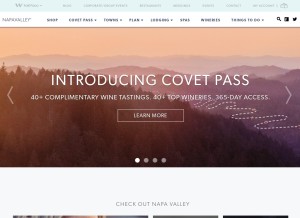 How napavalley.com looks like on a tablet such as an iPad.