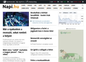 How napi.hu looks like on a tablet such as an iPad.