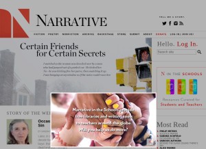How narrativemagazine.com looks like on a tablet such as an iPad.