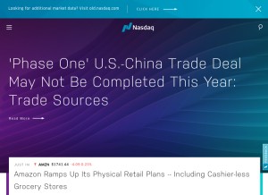 How nasdaq.com looks like on a tablet such as an iPad.