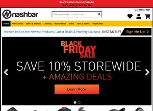 How nashbar.com looks like on a tablet such as an iPad.