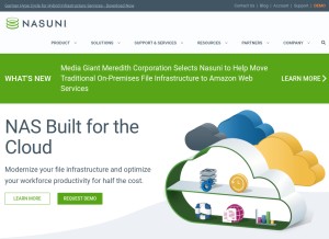 How nasuni.com looks like on a tablet such as an iPad.