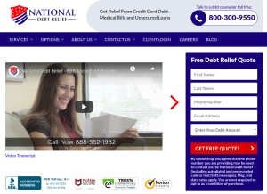 How nationaldebtrelief.com looks like on a tablet such as an iPad.