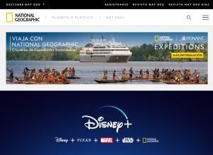 How nationalgeographic.es looks like on a tablet such as an iPad.