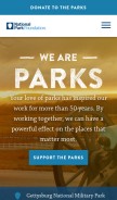 How nationalparks.org looks like on a mobile device such as an iPhone.