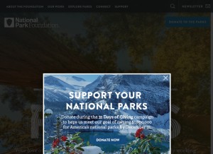 How nationalparks.org looks like on a tablet such as an iPad.