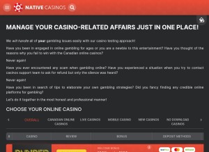 How nativecasinos.ca looks like on a tablet such as an iPad.